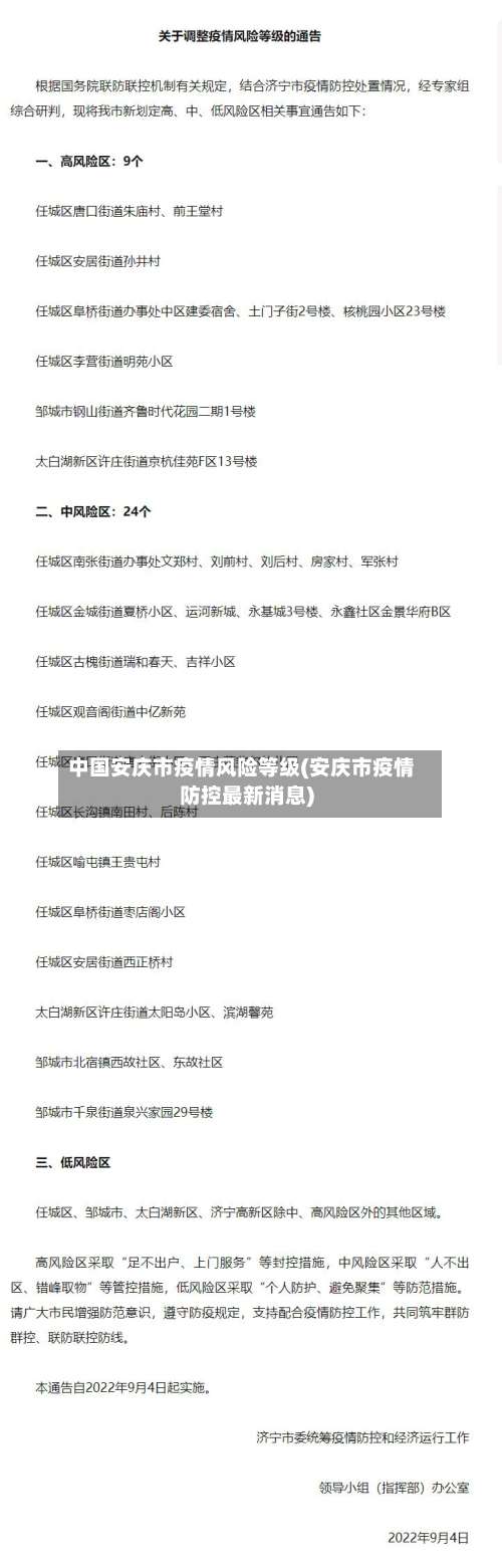 中国安庆市疫情风险等级(安庆市疫情防控最新消息)-第1张图片