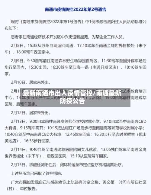 最新南通市出入疫情管控/南通最新防疫公告-第2张图片