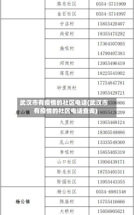 武汉市有疫情的社区电话(武汉市有疫情的社区电话查询)-第1张图片