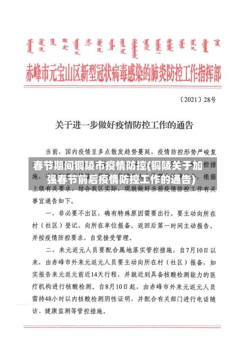 春节期间铜陵市疫情防控(铜陵关于加强春节前后疫情防控工作的通告)-第2张图片