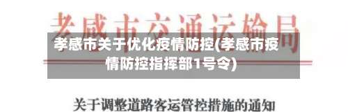 孝感市关于优化疫情防控(孝感市疫情防控指挥部1号令)-第1张图片
